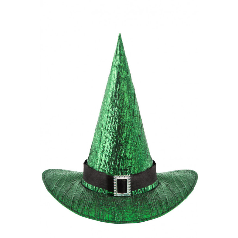 Zelený čarodějnický klobouk metalic